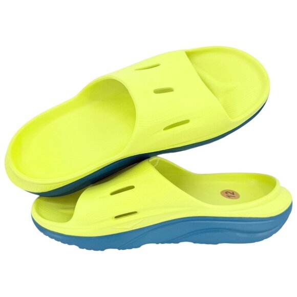 Hoka Men's One One Ora Recovery Slide Sandals Size 12 Yellow Blue Lagoon NWOB - Picture 14 of 14